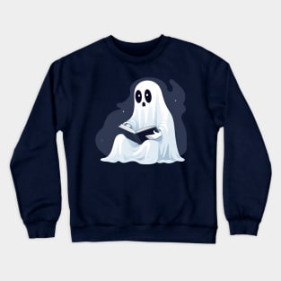 Spooky Halloween Bookworm ghost Crewneck Sweatshirt